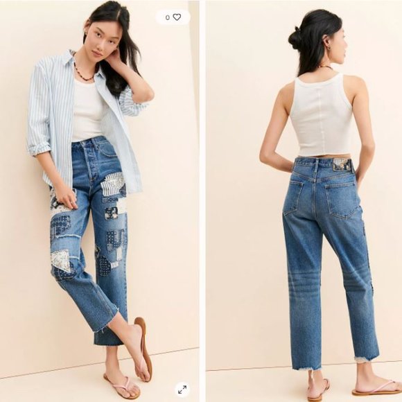 NWT Driftwood Patched Up Jordie Mom Jean Denim Women - Picture 1 of 4